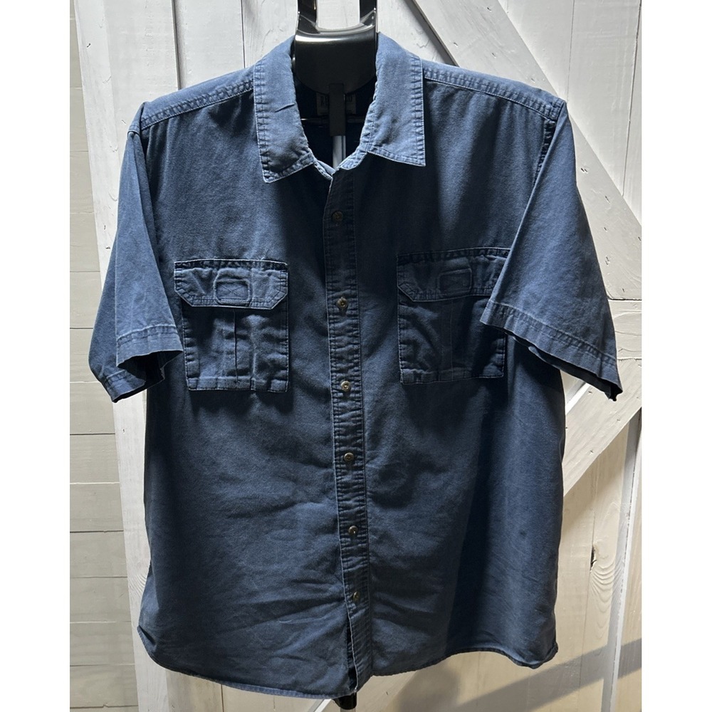 Red Head Brand Co. Short Sleeve Shirt Men's Size XL Blue Button-Up 100% Cotton